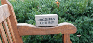 photo - dedicated stone, from etscorn garden, where folks purchase them, dedicate them to whomever, and placed in the garden at the zoo
