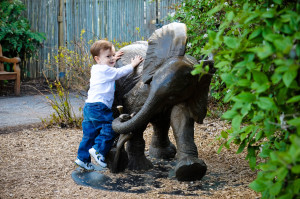 banner - Child and Elephant statue fitz at elephant exhibit