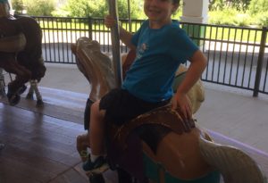 photo - Safari day camper, riding a horse on the zoo carousel