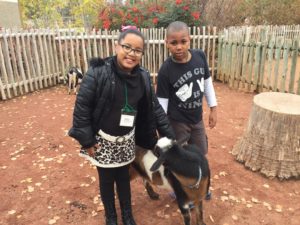 Cochran students pet goat in petting zoo