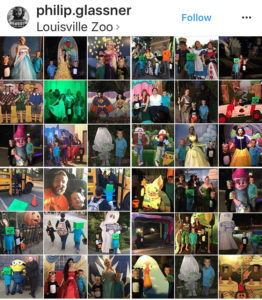 image - 2 sheets of photos of halloween costumed movie characters, and visitors, during boo at the zoo