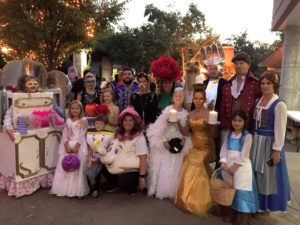 photo - variety of costumed zoo visitors for halloween, for movie characters from Beauty and the Beast