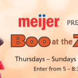 Boo at the zoo presented by Meijer with kid dressed as a princess banner