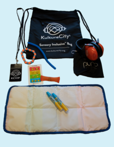 Kulture City sensory bag with blue background