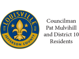 logo - City of Louisville, Jefferson County, 1778, 1778, with Fleur de Lea in blue, gold colors, Councilman Pat Mulvihill and District 10 residents