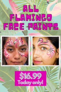 banner - All Flamingo Face Paints, $16.99, Today only! also has 2 pics of face paintings with flowers and flamingos