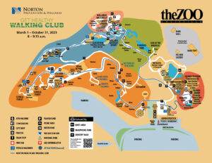 Louisville Zoo Norton Walking Club Map; shows walking club path.